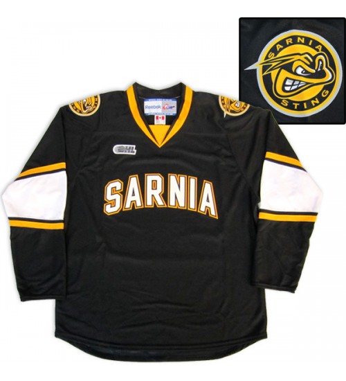 Custom OHL Sarnia Sting 10 Pres Alternate Hockey Jersey Black